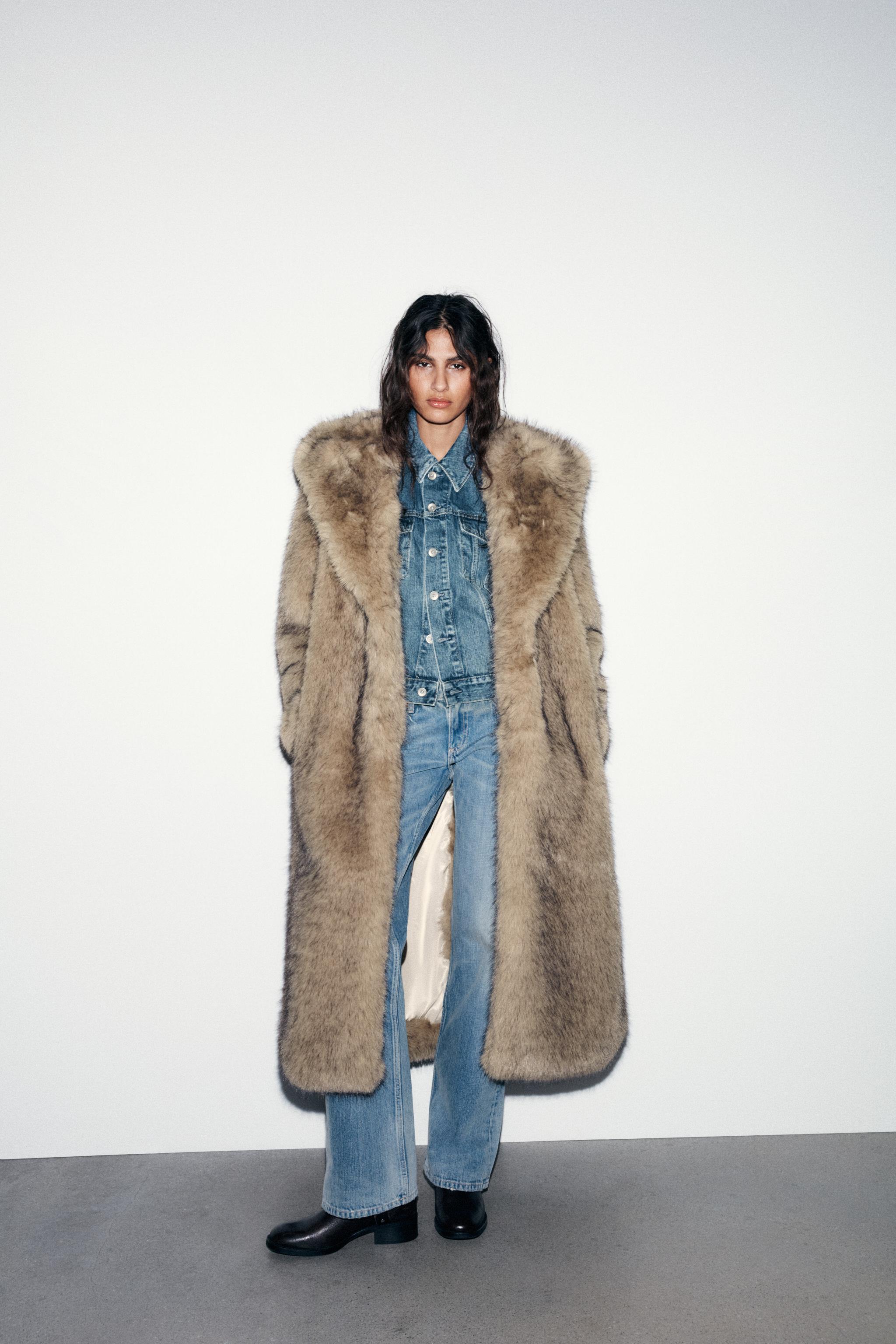 HOODED FAUX FUR COAT